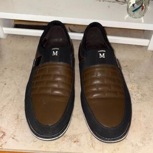 Cosidram Men's Brown and Black Slip-On Dress Sneakers -